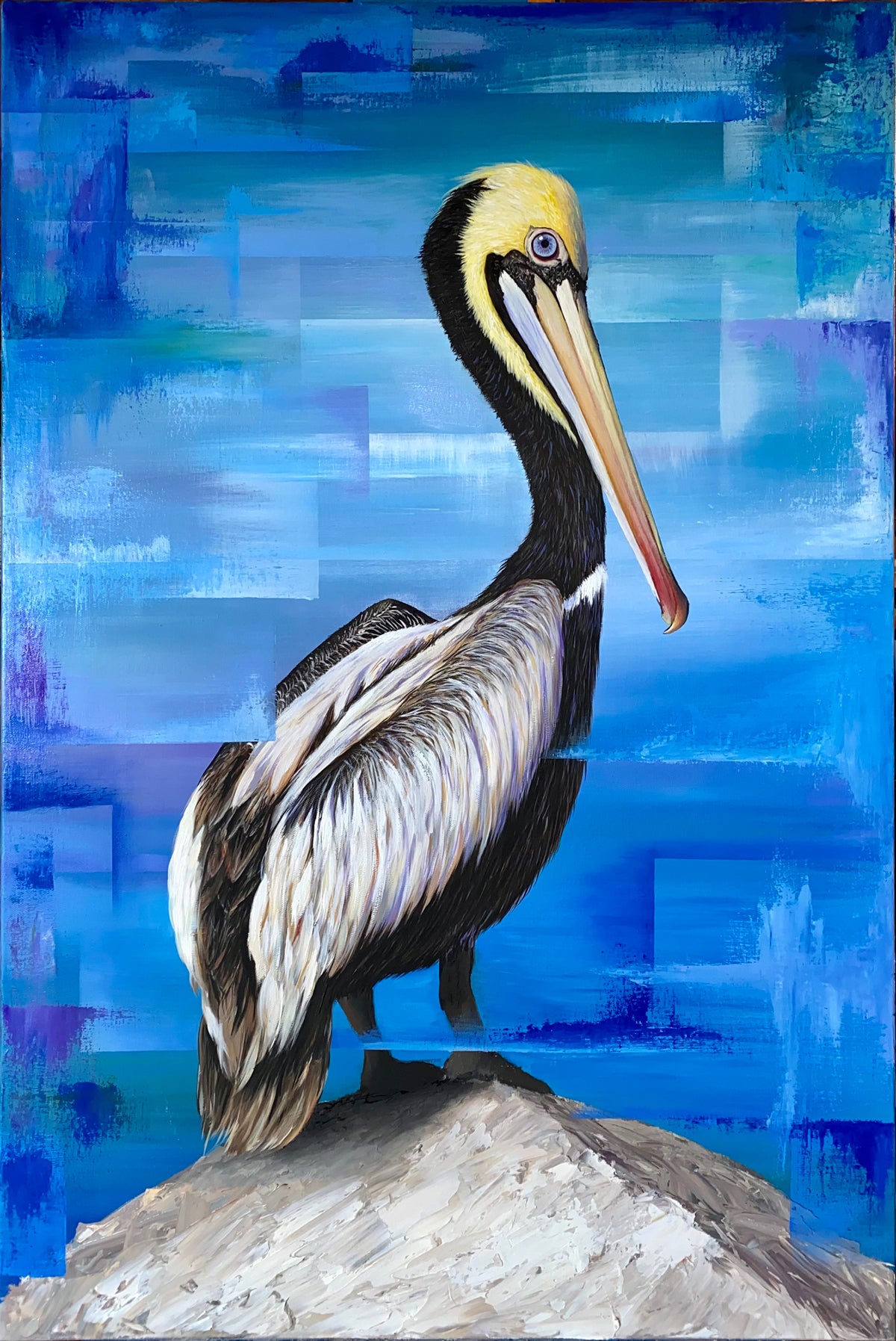 Pelican painting on canvas by Shawn Dixon