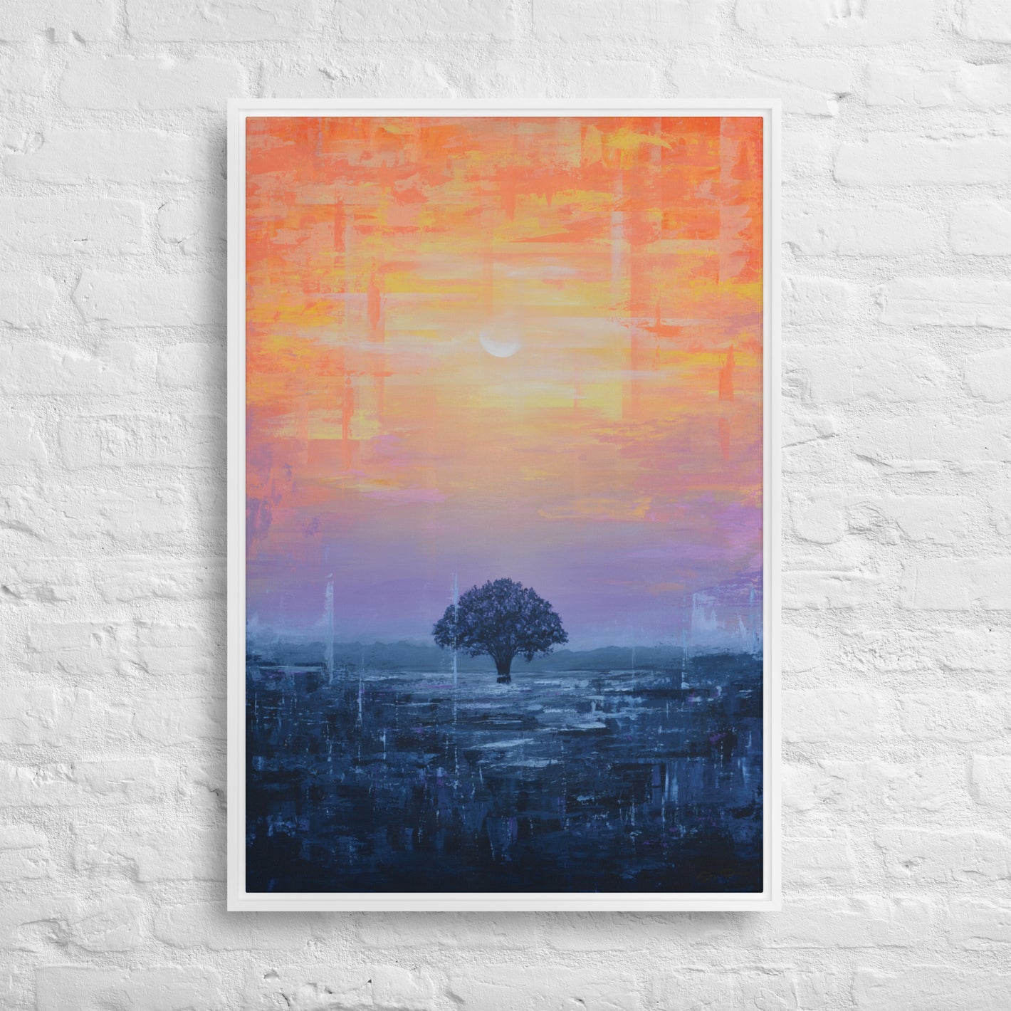 Plainfield Sunset Painting by Shawn Dixon framed canvas print