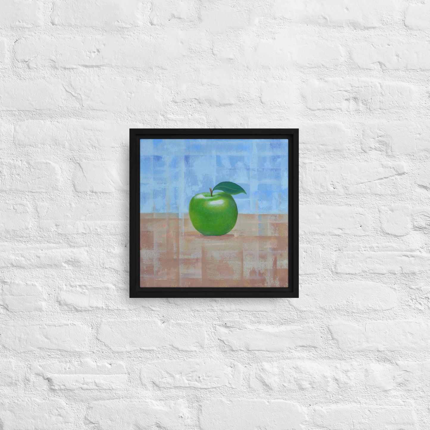 Still Life Fruit Painting of a Green Apple Framed Canvas