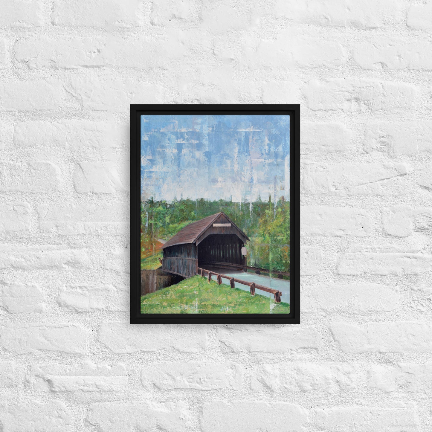 Covered Bridge Framed Canvas Print