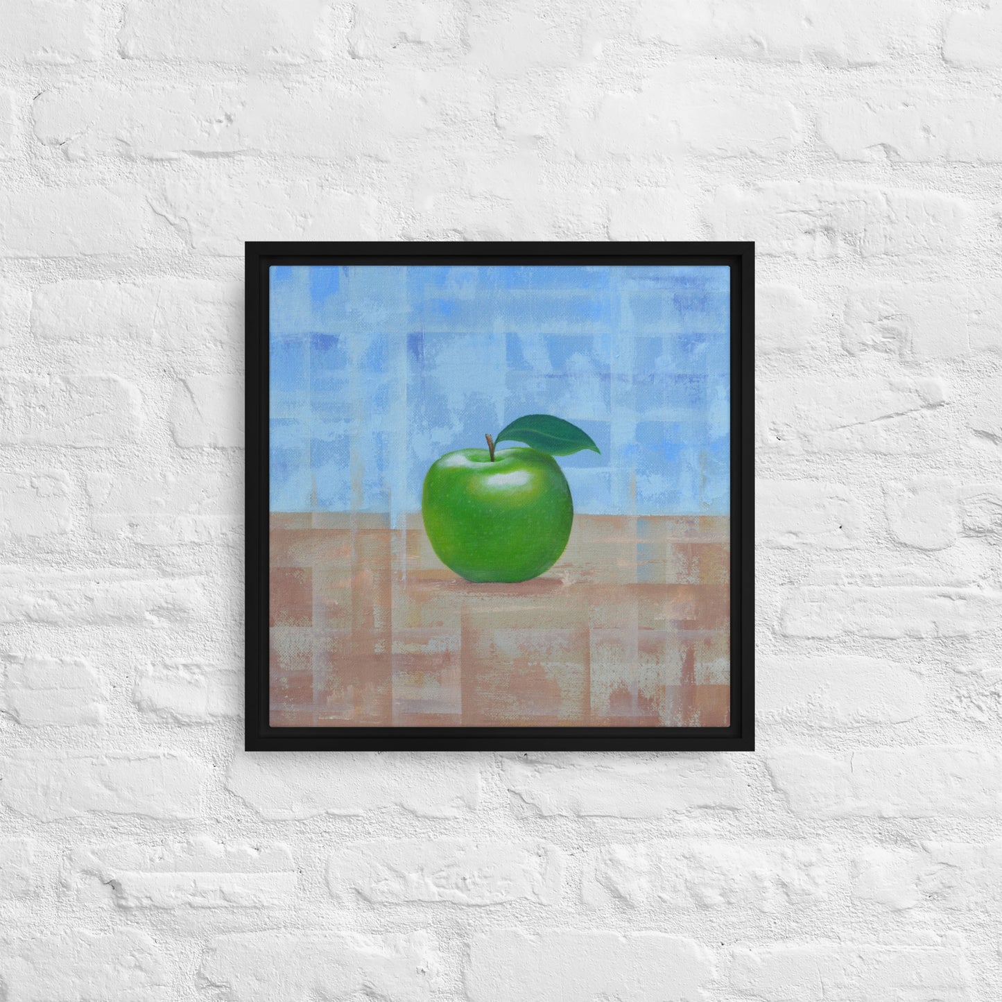 Still Life Fruit Painting of a Green Apple Framed Canvas