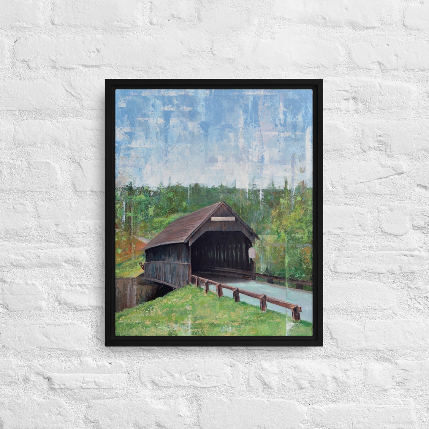 Covered Bridge Framed Canvas Print