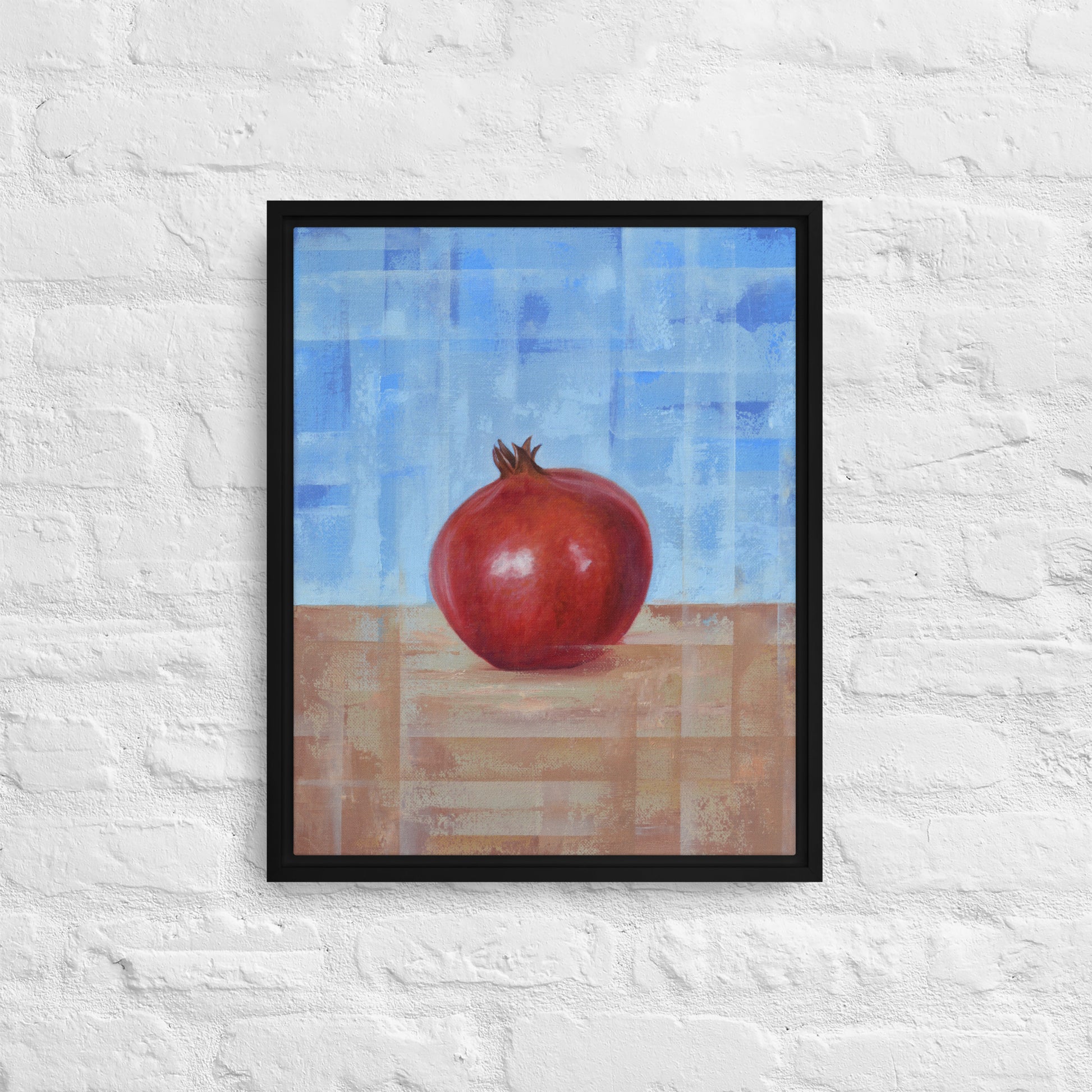 Fruit Painting by artist Shawn Dixon shown a framed canvas pomegranate print