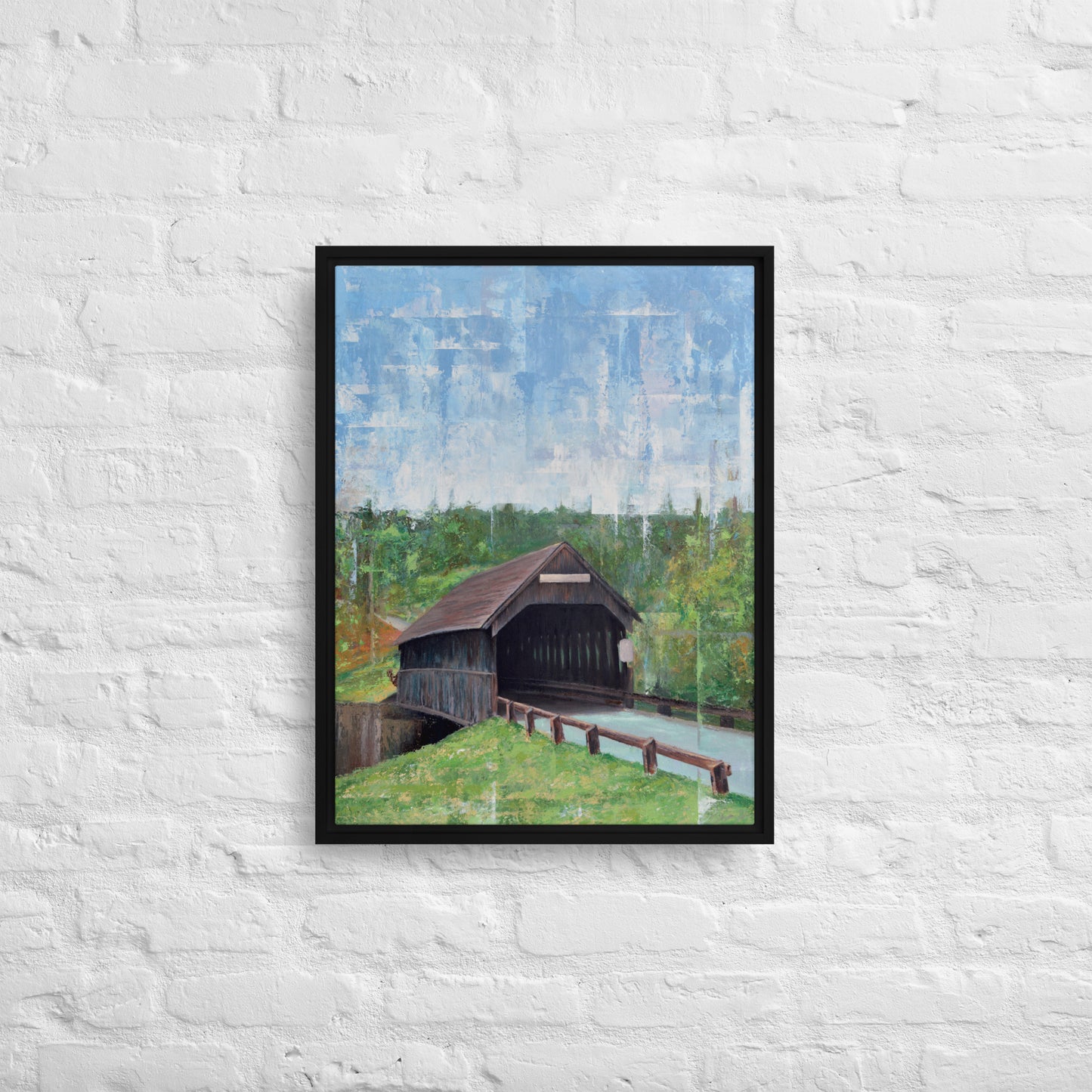 Covered Bridge Framed Canvas Print