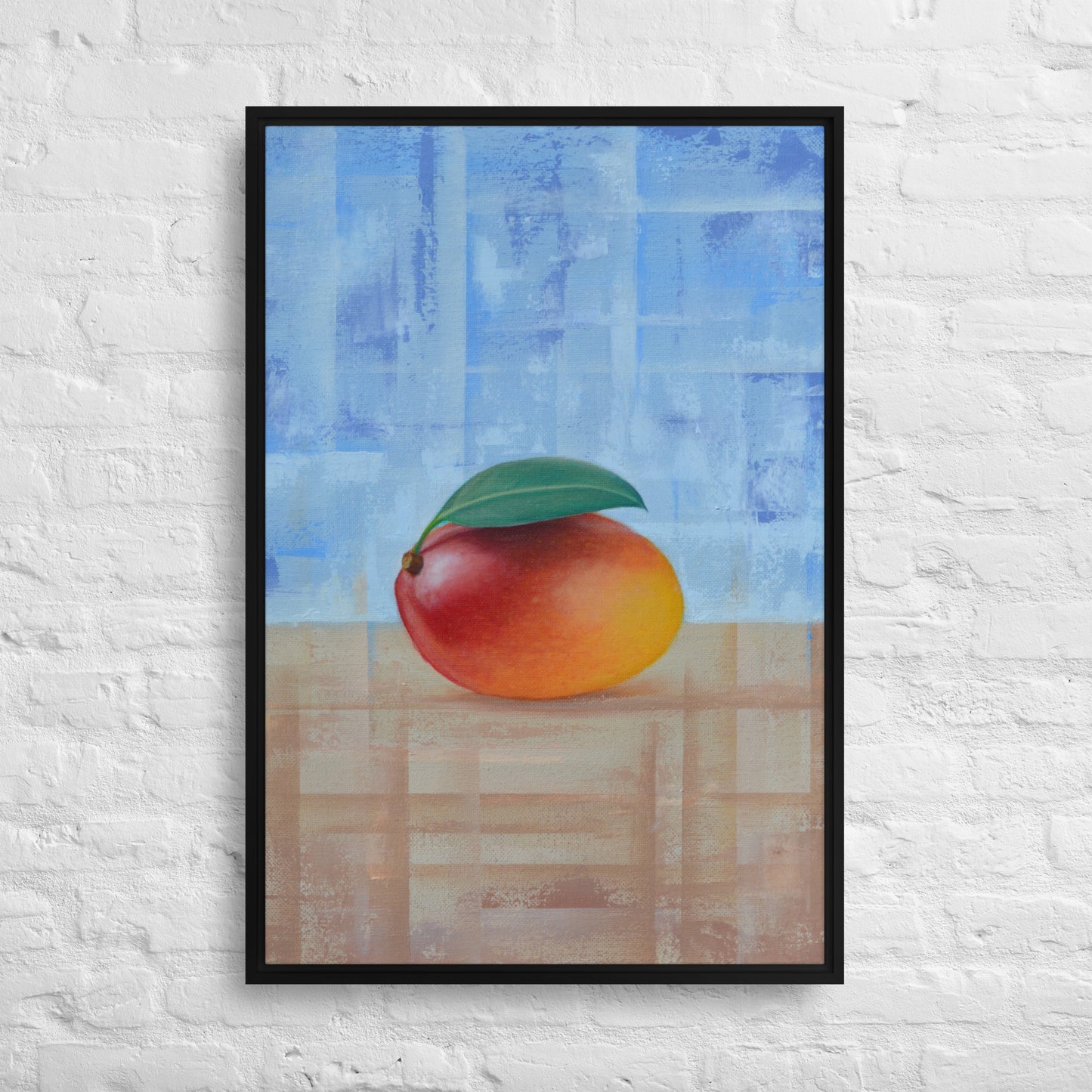 Still Life Fruit Painting of a Mango Framed Canvas