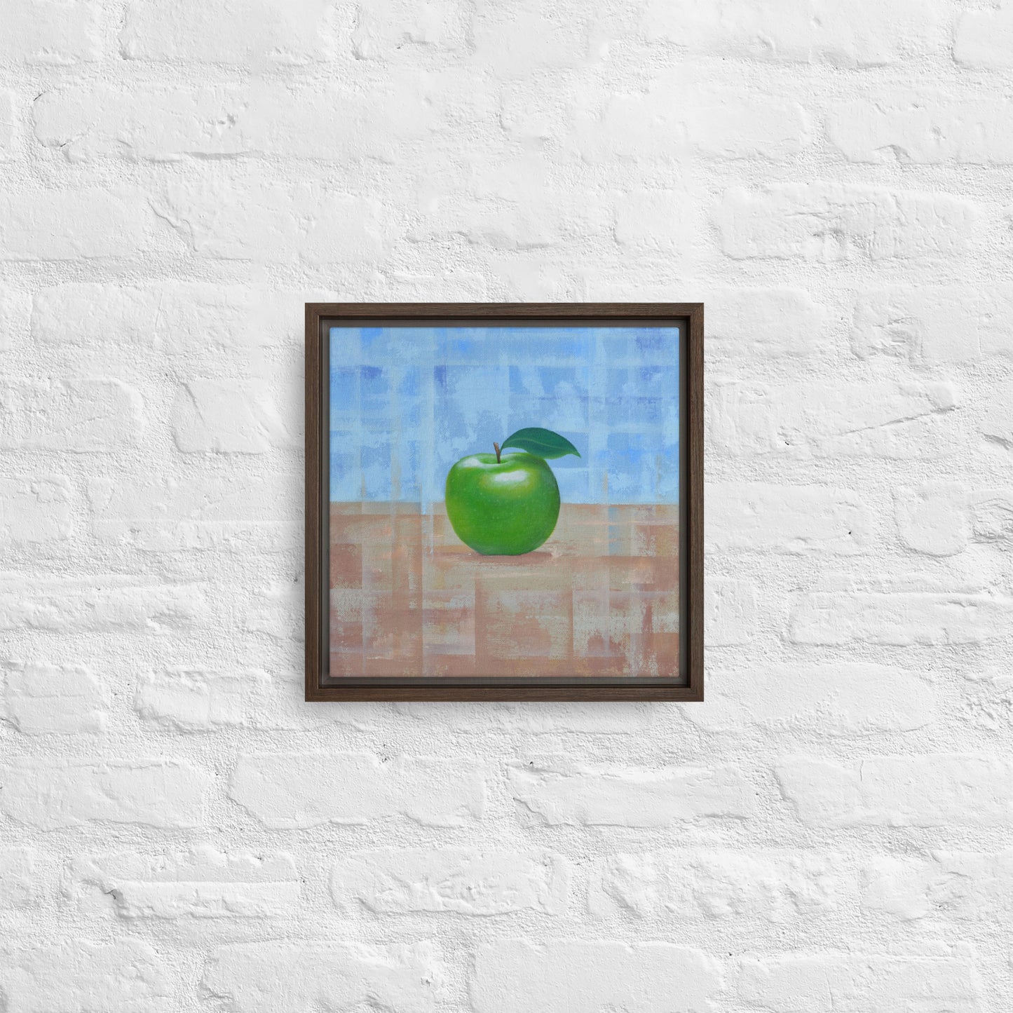 Still Life Fruit Painting of a Green Apple Framed Canvas