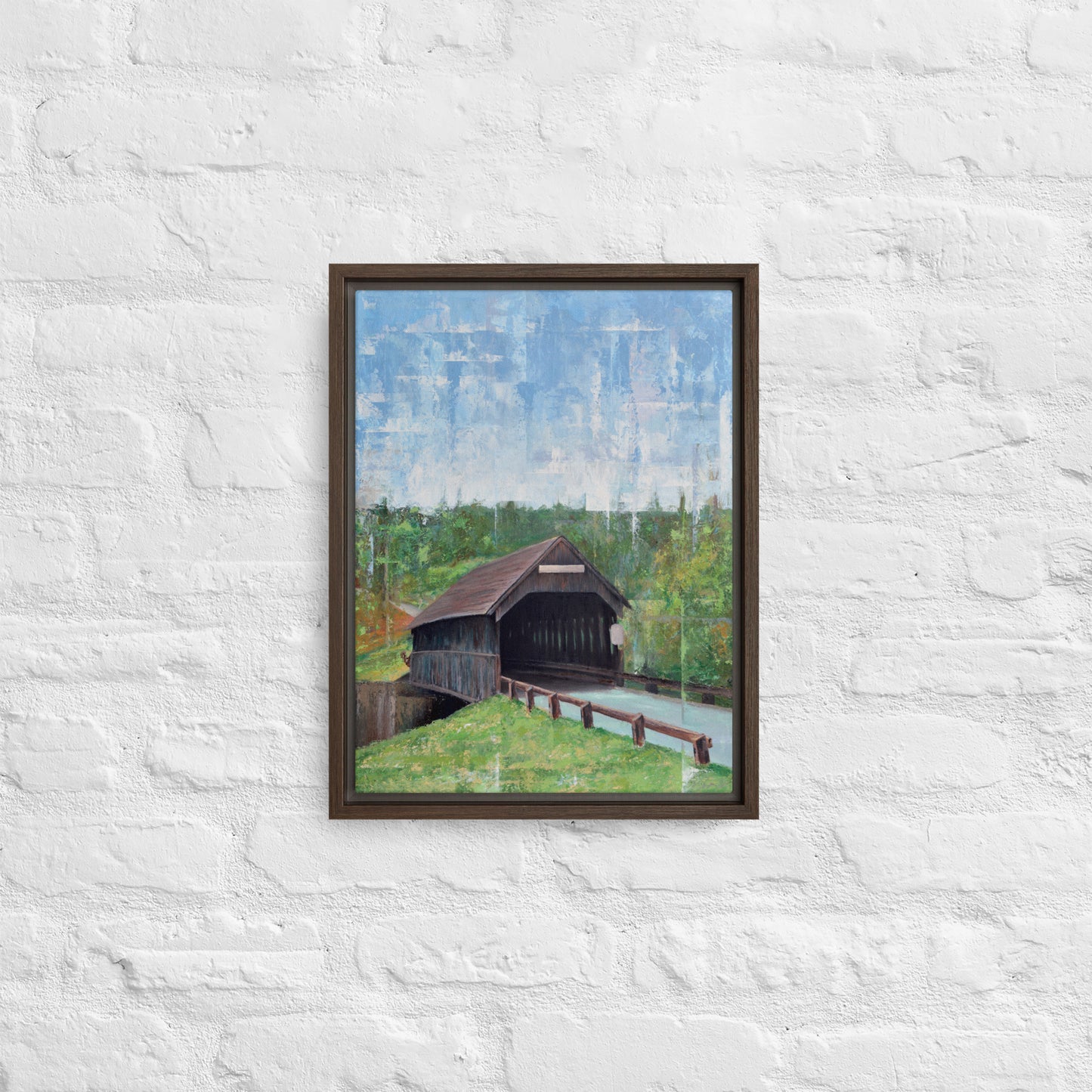 Covered Bridge Framed Canvas Print