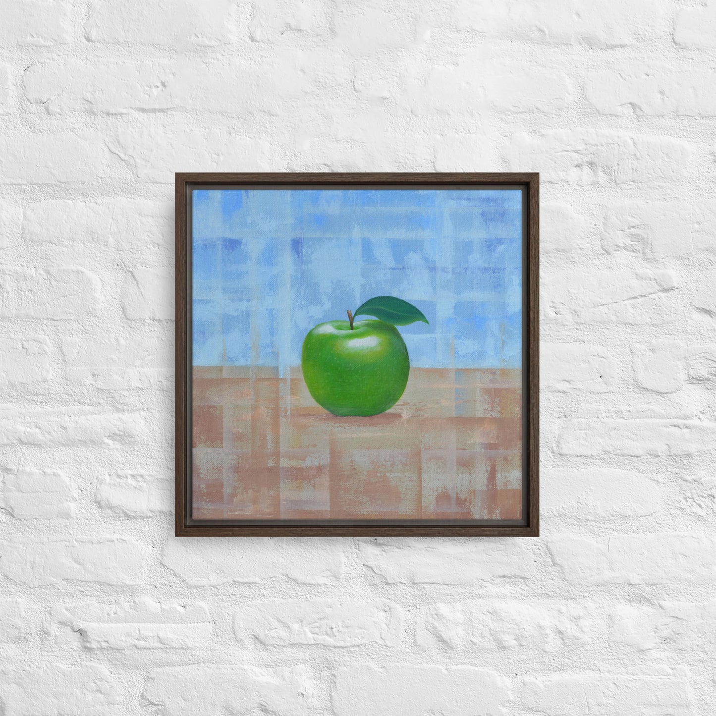 Still Life Fruit Painting of a Green Apple Framed Canvas