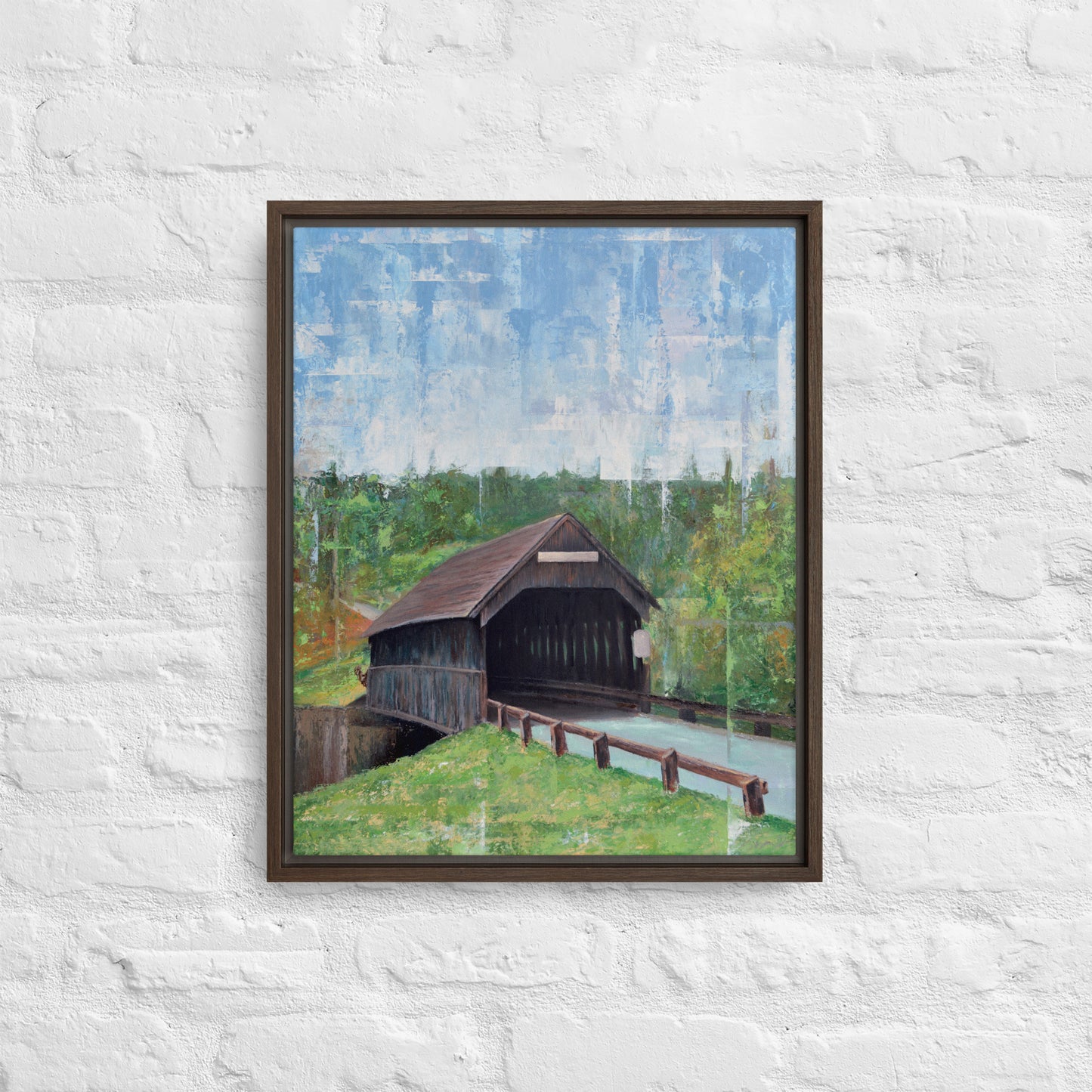 Covered Bridge Framed Canvas Print