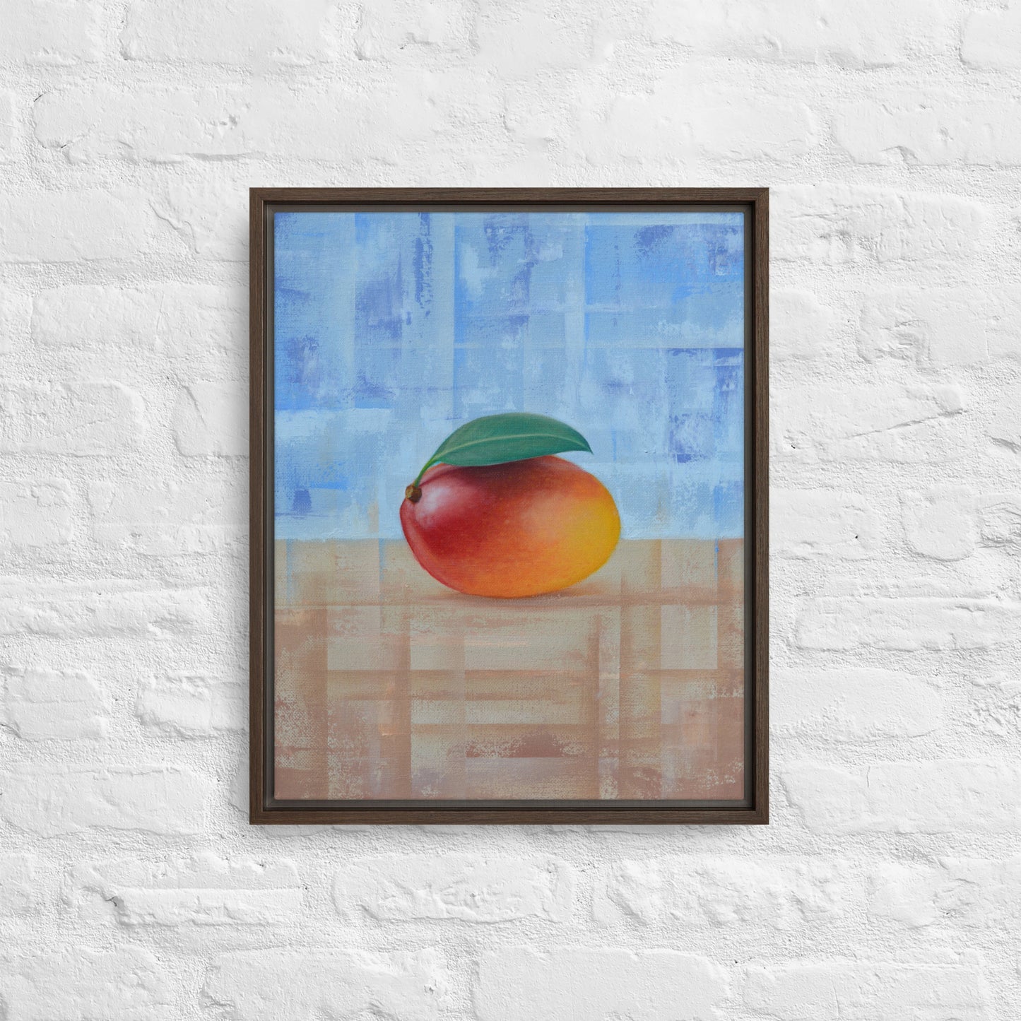 Still Life Fruit Painting of a Mango Framed Canvas