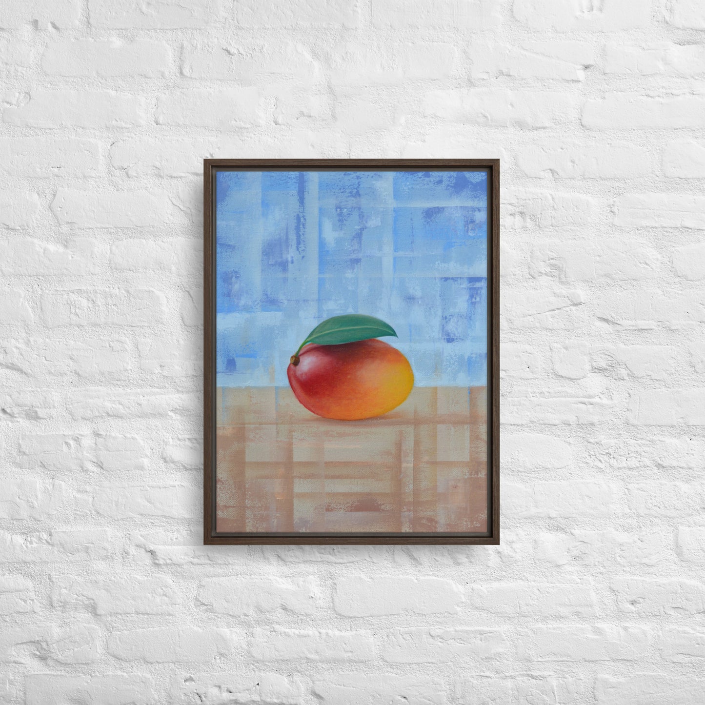 Still Life Fruit Painting of a Mango Framed Canvas