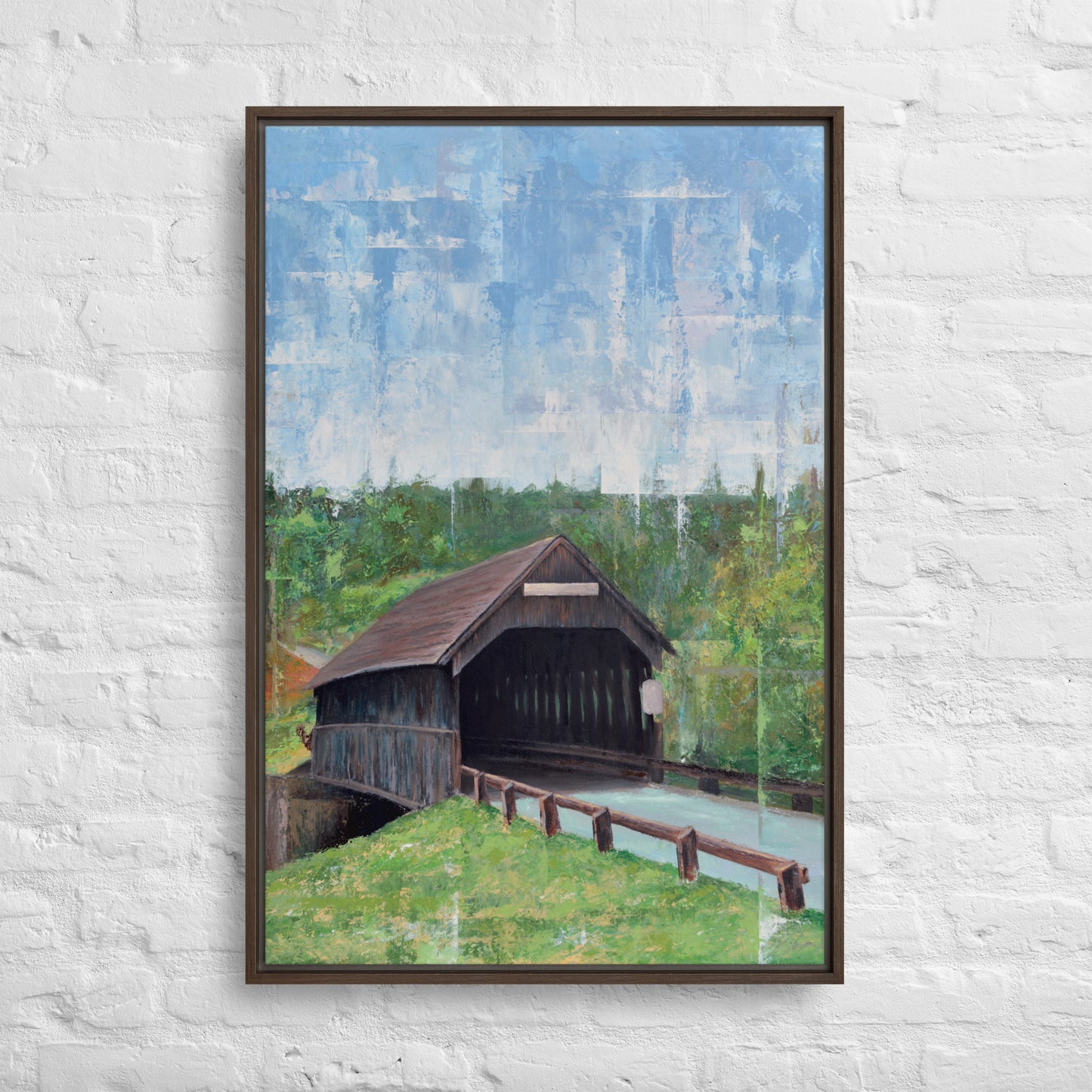 Covered Bridge Framed Canvas Print