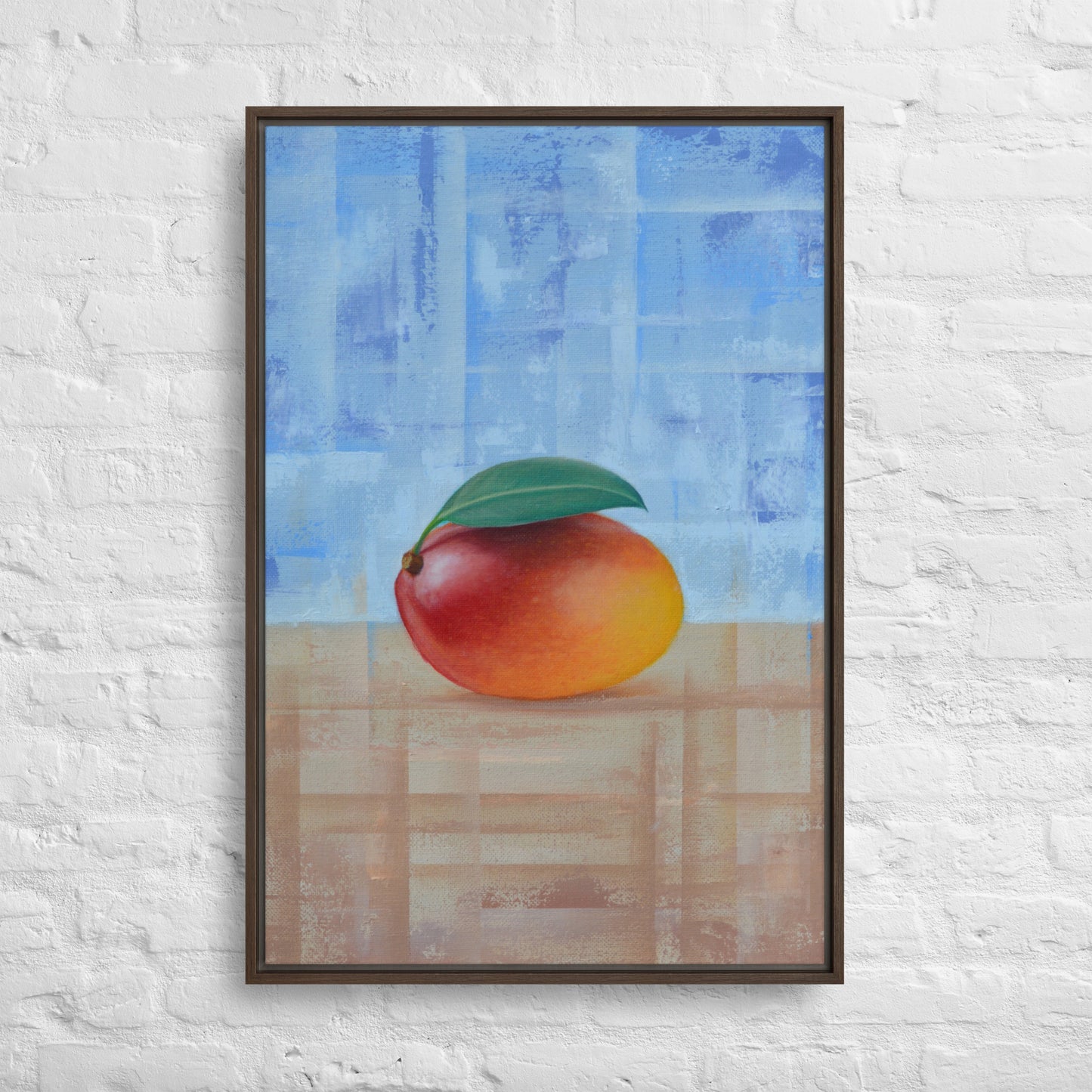 Still Life Fruit Painting of a Mango Framed Canvas