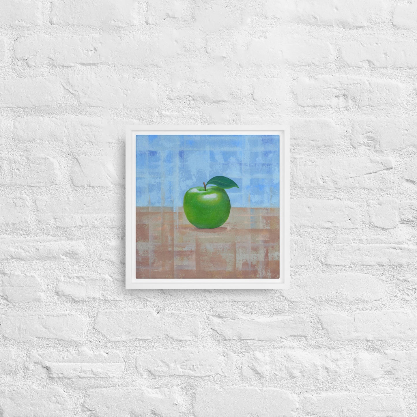 Still Life Fruit Painting of a Green Apple Framed Canvas