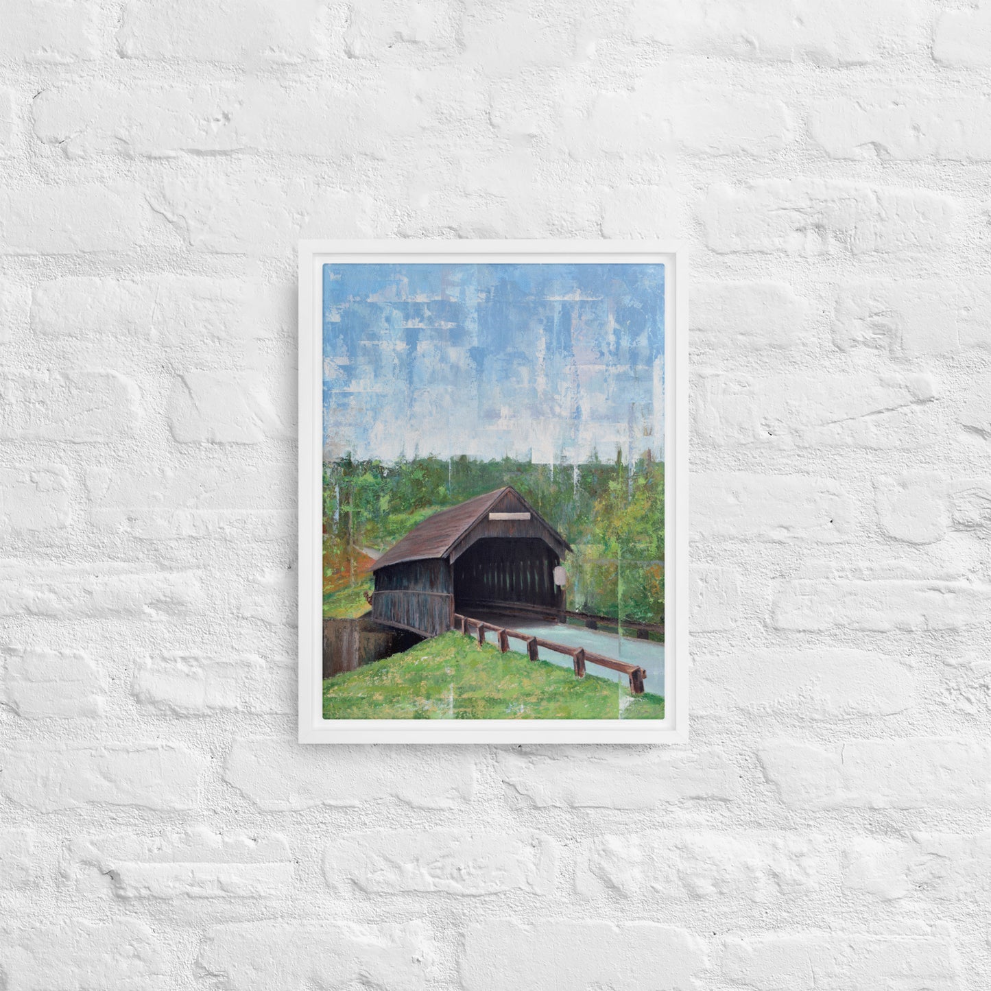 Covered Bridge Framed Canvas Print