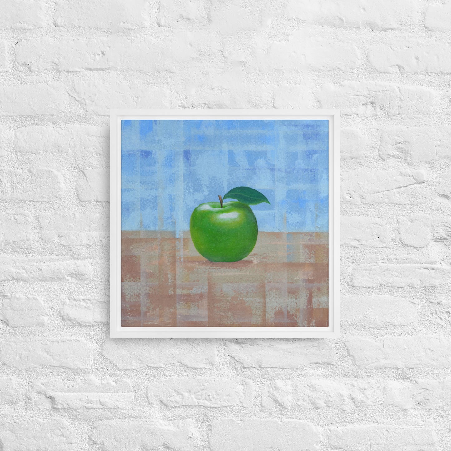 Still Life Fruit Painting of a Green Apple Framed Canvas