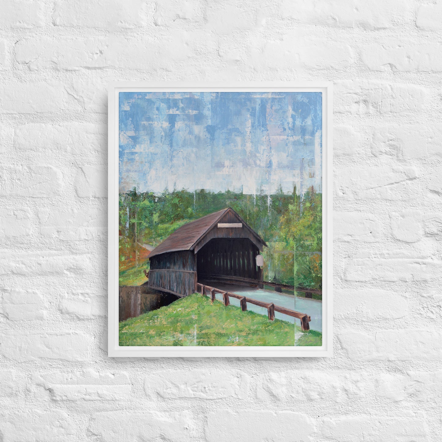 Covered Bridge Framed Canvas Print