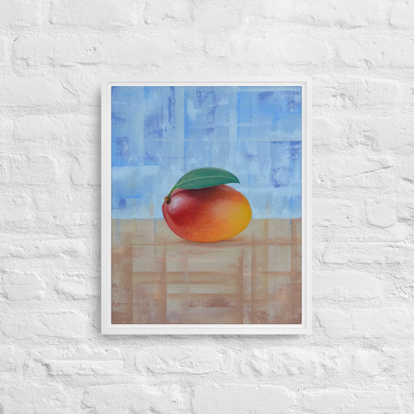 Still Life Fruit Painting of a Mango Framed Canvas