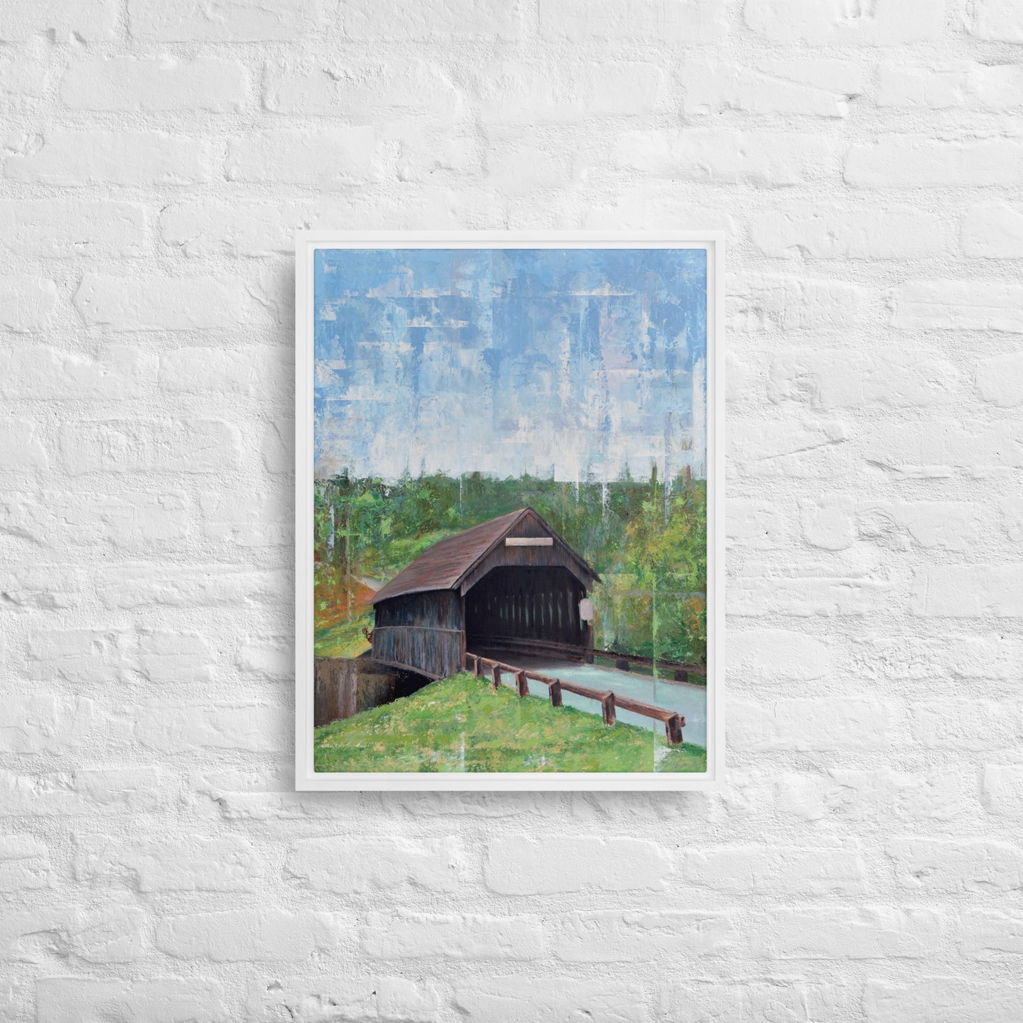 Covered Bridge Framed Canvas Print