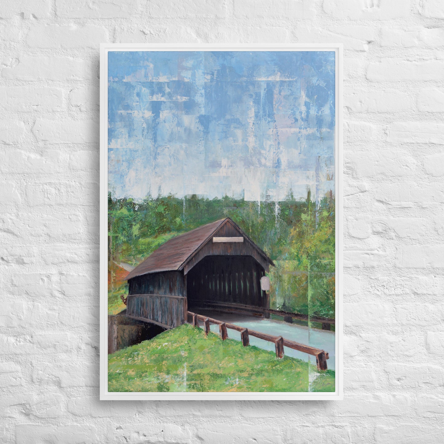 Covered Bridge Framed Canvas Print