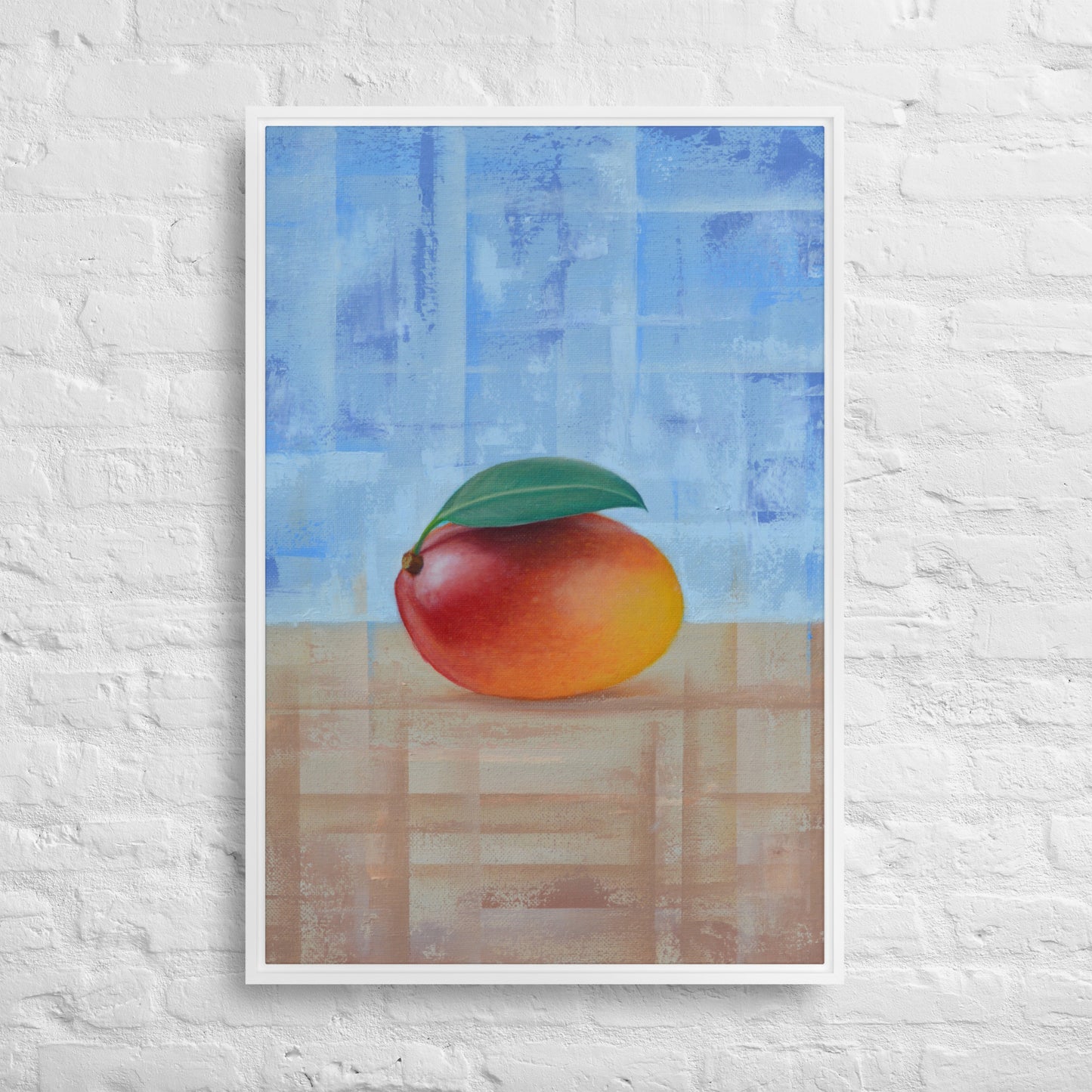 Still Life Fruit Painting of a Mango Framed Canvas